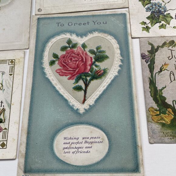 Antique Postcard Lot 17pcs Flowers Some Embossed Vintage Victorian Ephemera - Picture 1 of 16